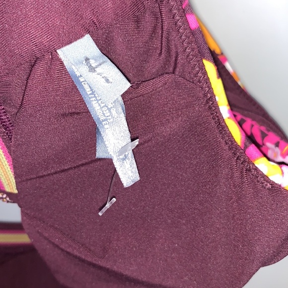 NWOT AERIE Maroon Scoop Floral Daisy Retro Swim Bikini Top Size Medium - Picture 4 of 5